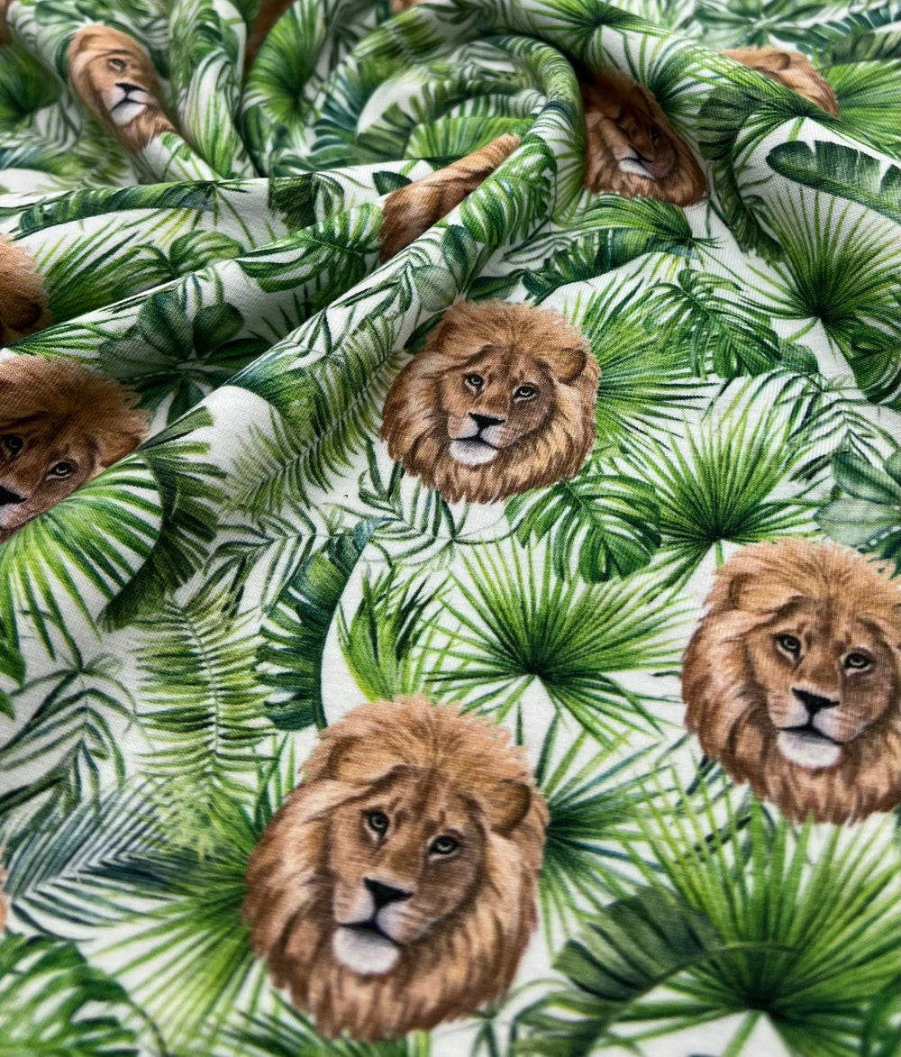 Lion Jungle Cotton Stretch Jersey 200 GSM 95/5 Lycra 4 Way Stretch