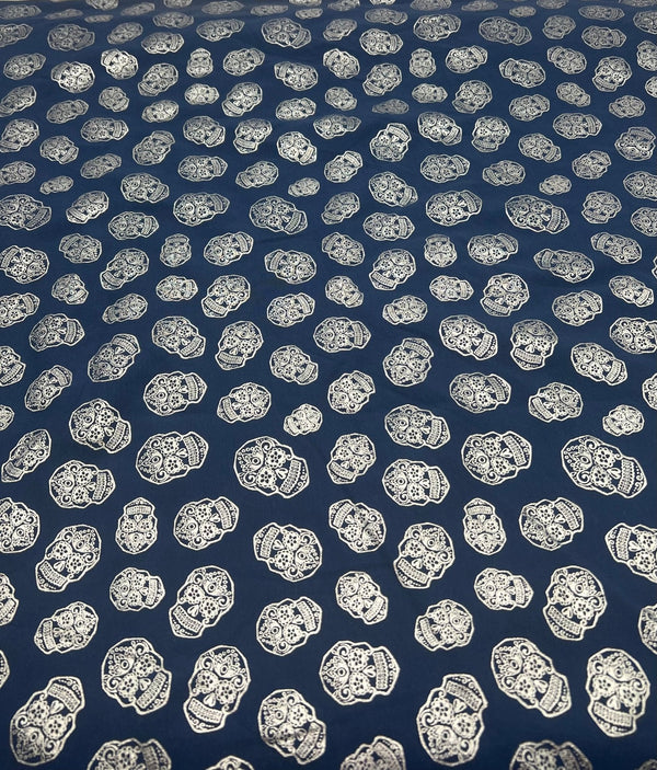 Metallic Skulls Cotton Stretch Jersey Halloween 200 GSM 95/5 Lycra 4 Way Stretch