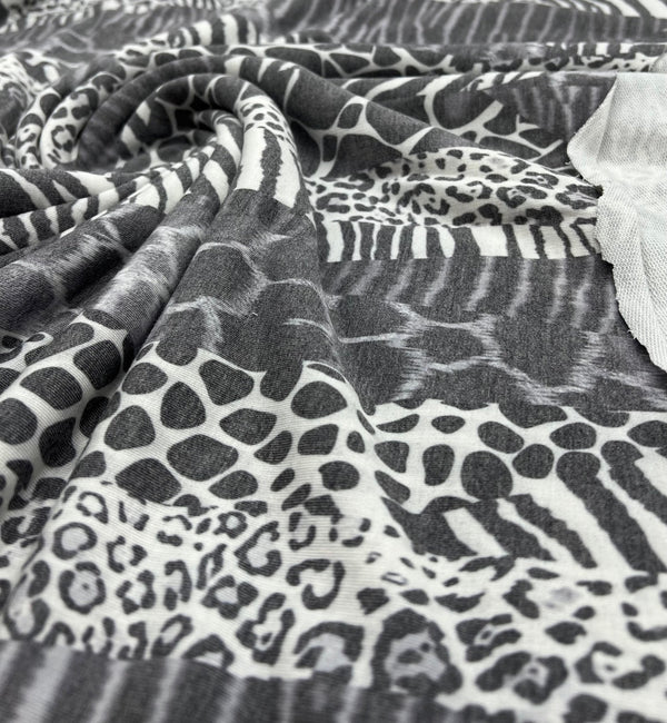 Multi Animal French Terry Loopback Fabric