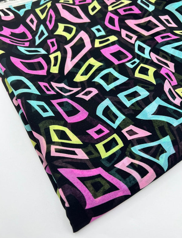 Multi Colour Shape Print Chiffon Sheer Dress Fabric