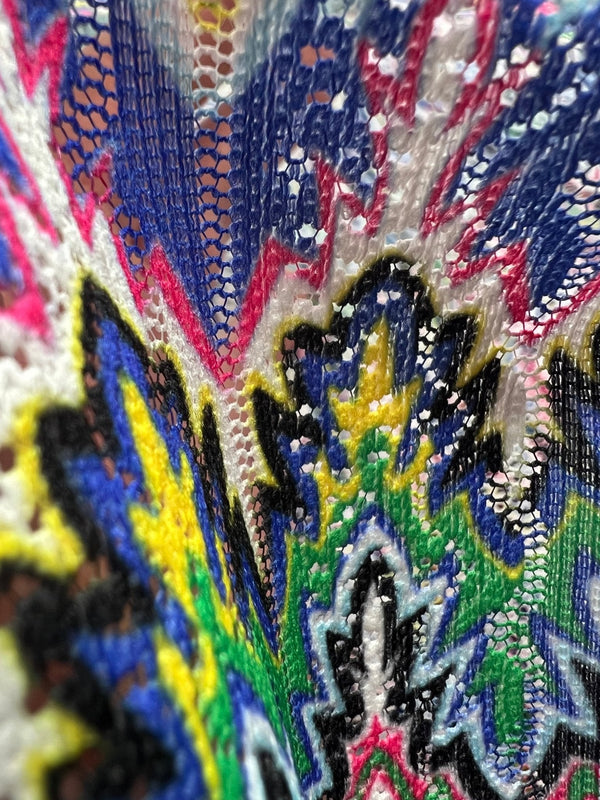 Multi Coloured Textured Net Non Stretch Woven Fabric