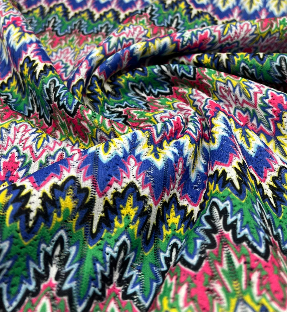 Multi Coloured Textured Net Non Stretch Woven Fabric