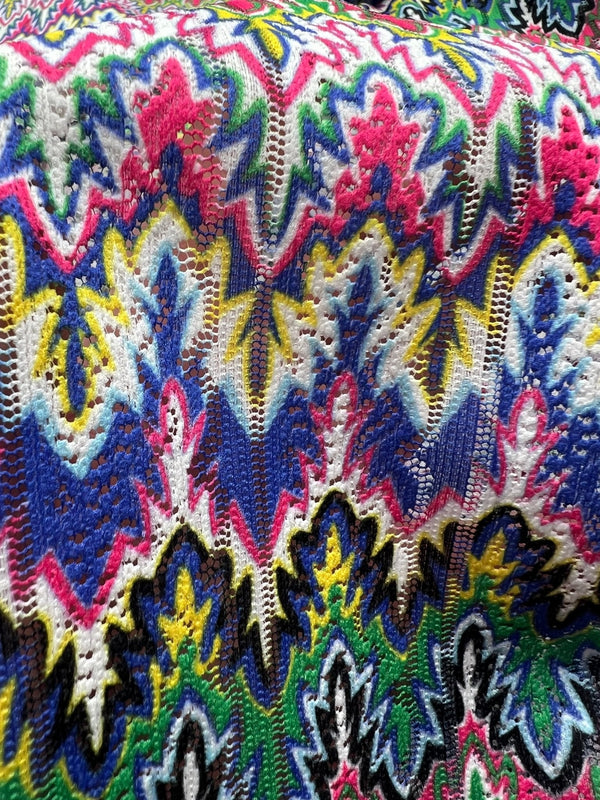 Multi Coloured Textured Net Non Stretch Woven Fabric
