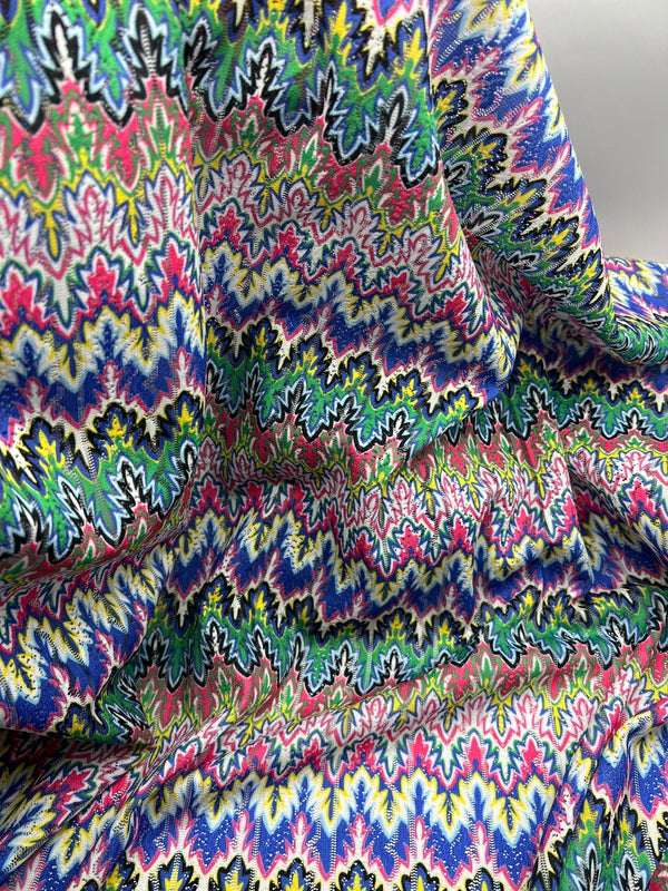Multi Coloured Textured Net Non Stretch Woven Fabric