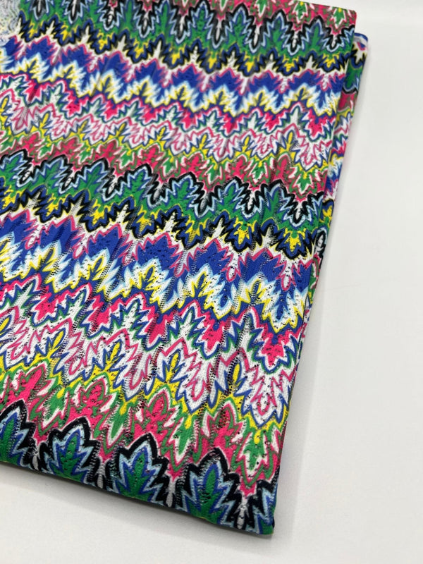 Multi Coloured Textured Net Non Stretch Woven Fabric
