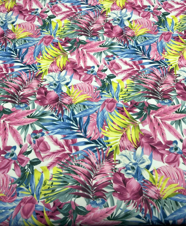 Multi Floral Plain Scuba Stretch 4 Way Stretch Jersey Fabric