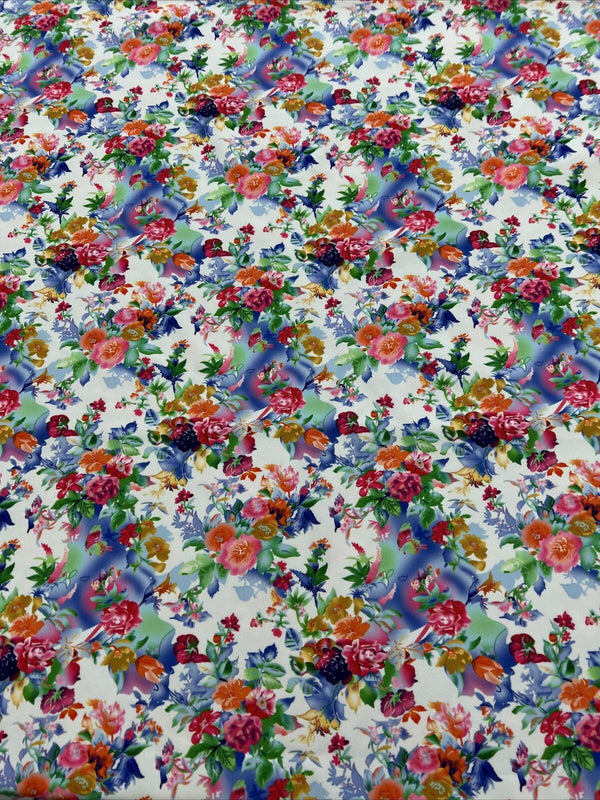 Multi Floral Printed Scuba Crepe Jersey Fabric 4 Way Stretch