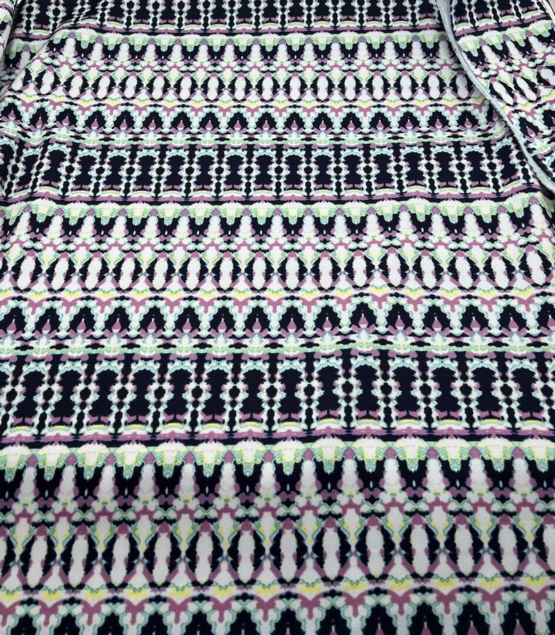 Multi Zig Zag Printed Plain Scuba 4 Way Stretch Jersey Fabric