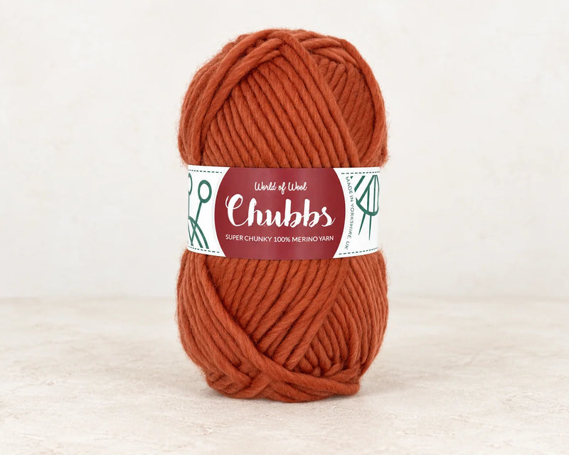 World of Wool Cinnamon Merino Super Chunky Yarn – 100g — studio product photograph