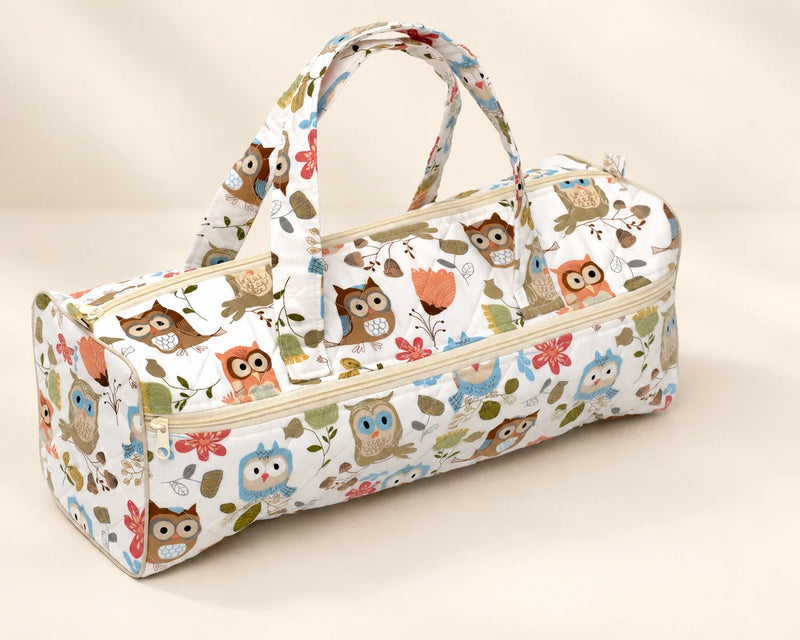HobbyGift Classic Knitting Bag — Owls — studio product photograph
