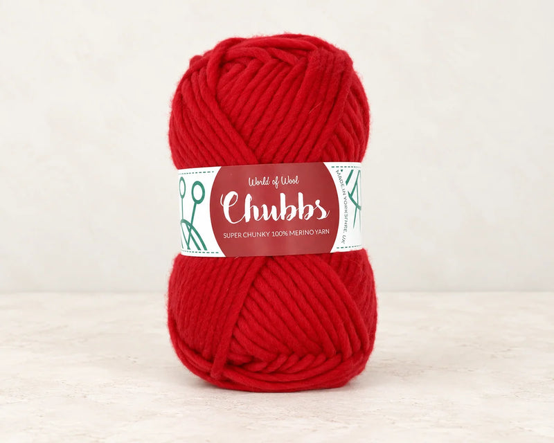 World of Wool Scarlet Merino Super Chunky Yarn – 100g — studio product photograph