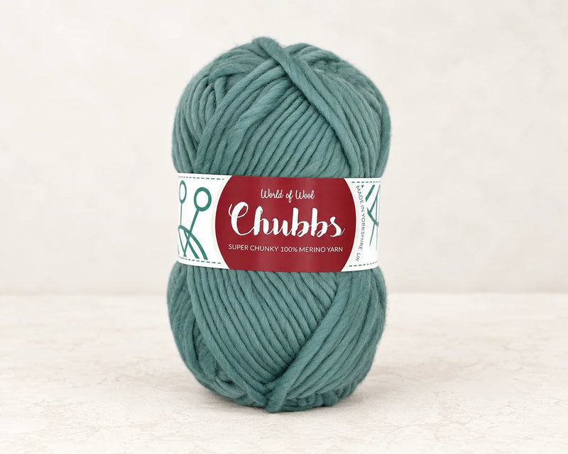 World of Wool Teal Merino Super Chunky Yarn – 100g — studio product photograph