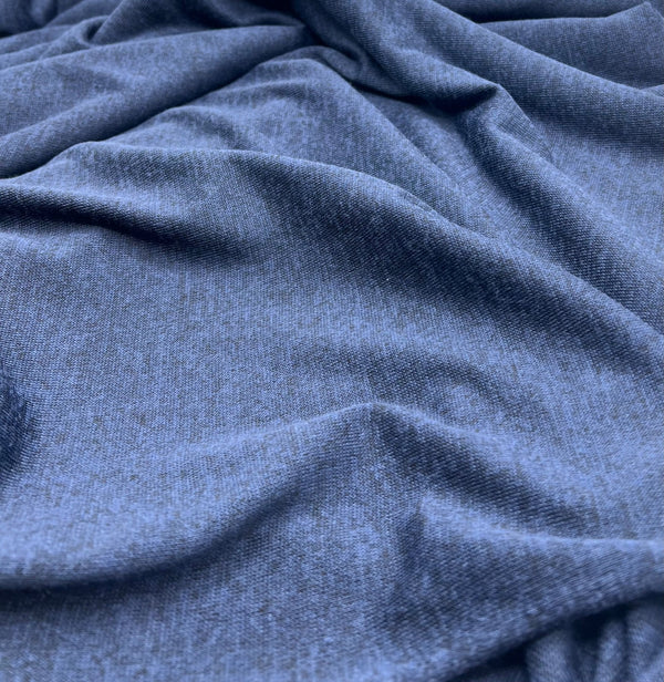 Navy Blue Melange Knit Stretch Fabric