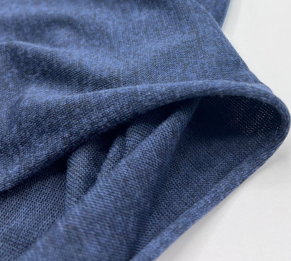Navy Blue Melange Knit Stretch Fabric
