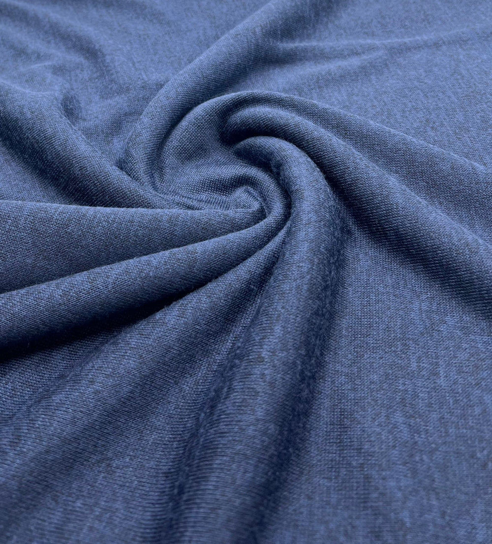Navy Blue Melange Knit Stretch Fabric