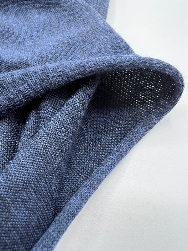 Navy Blue Melange Knit Stretch Fabric