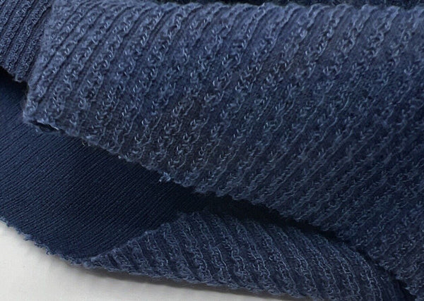 Navy Crinkle Rib Stretch Fabric