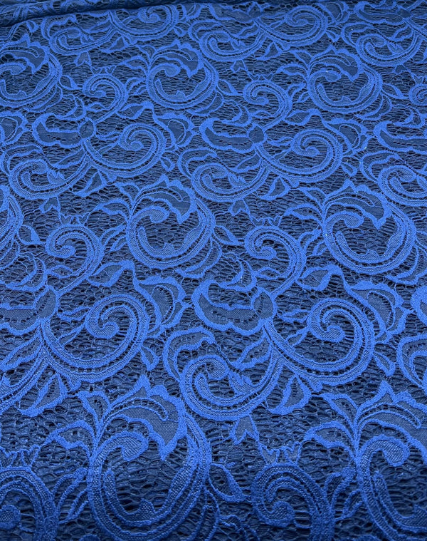 Navy Floral Lace Fabric Stretch