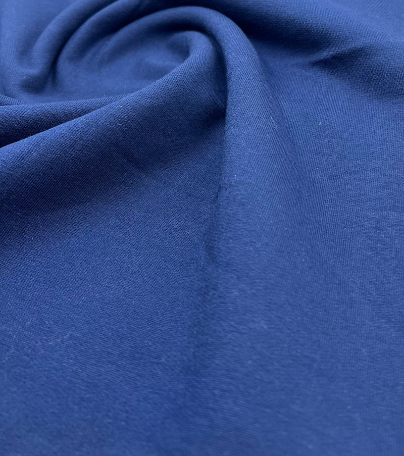 Navy French Terry Loopback Cotton Jersey 230 GSM 95/5 Lycra 4 Way Stretch