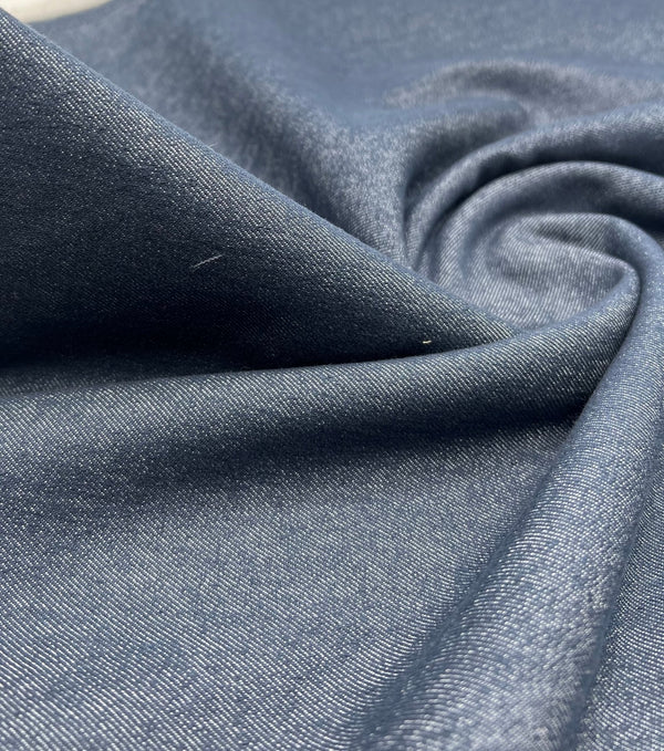 Navy Plain Washed Stretch Denim 280GSM