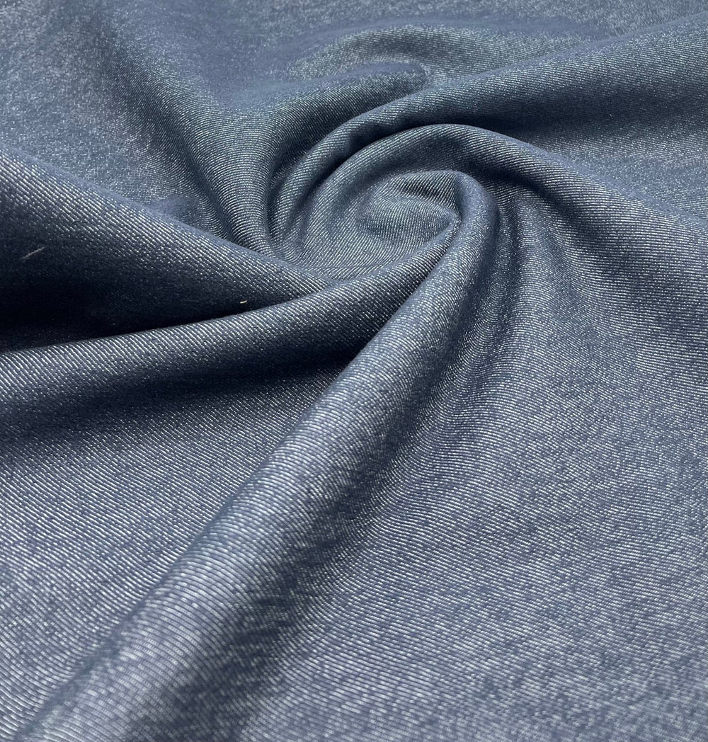 Navy Plain Washed Stretch Denim 280GSM