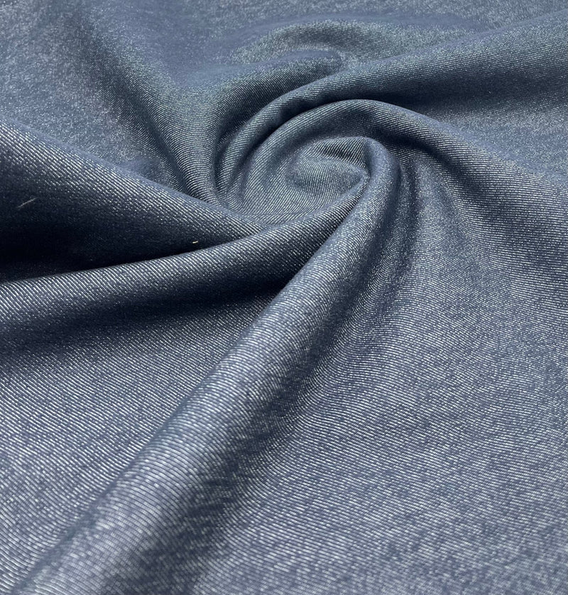 Navy Plain Washed Stretch Denim 280GSM