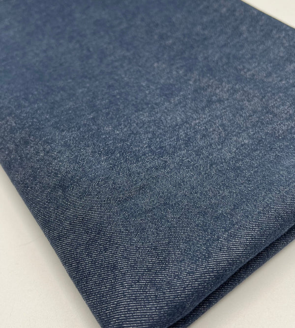Navy Plain Washed Stretch Denim 280GSM