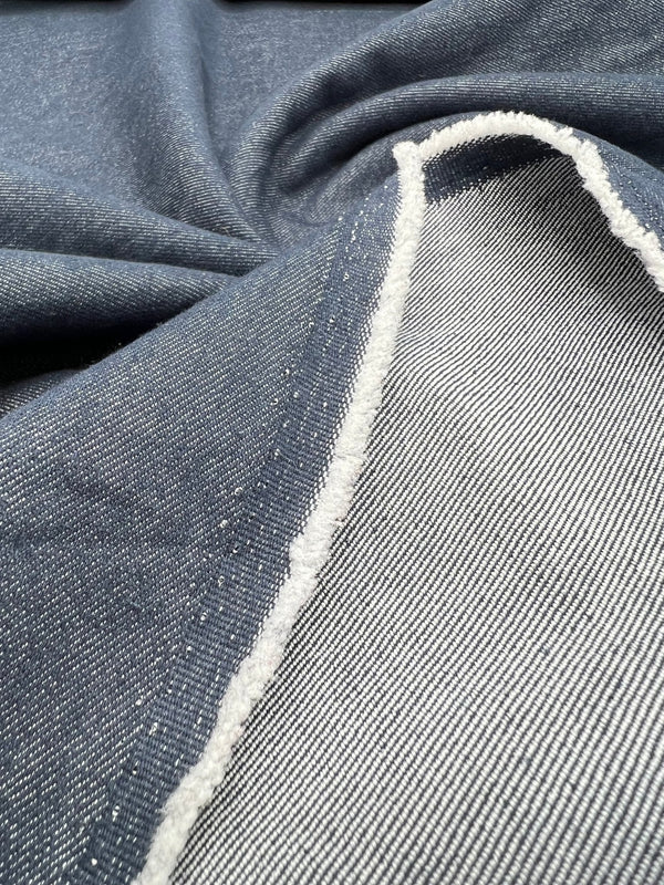Navy Plain Washed Stretch Denim 280GSM