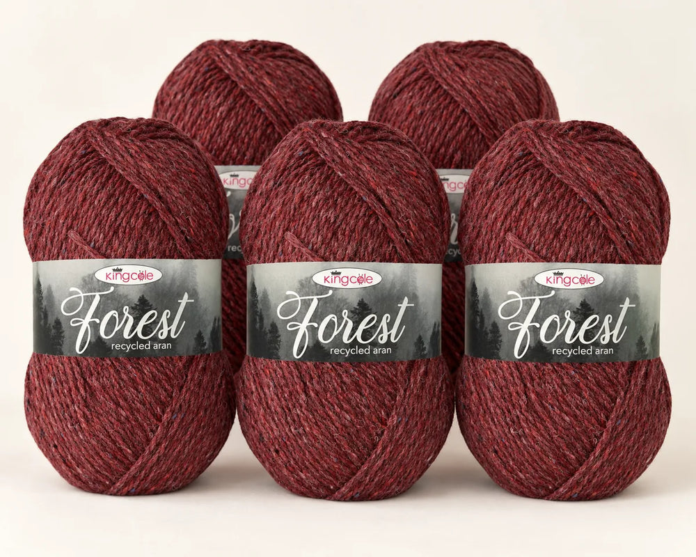 King Cole Forest Aran Yarn — 5 × 100g Balls — five balls in Red Brae Wood