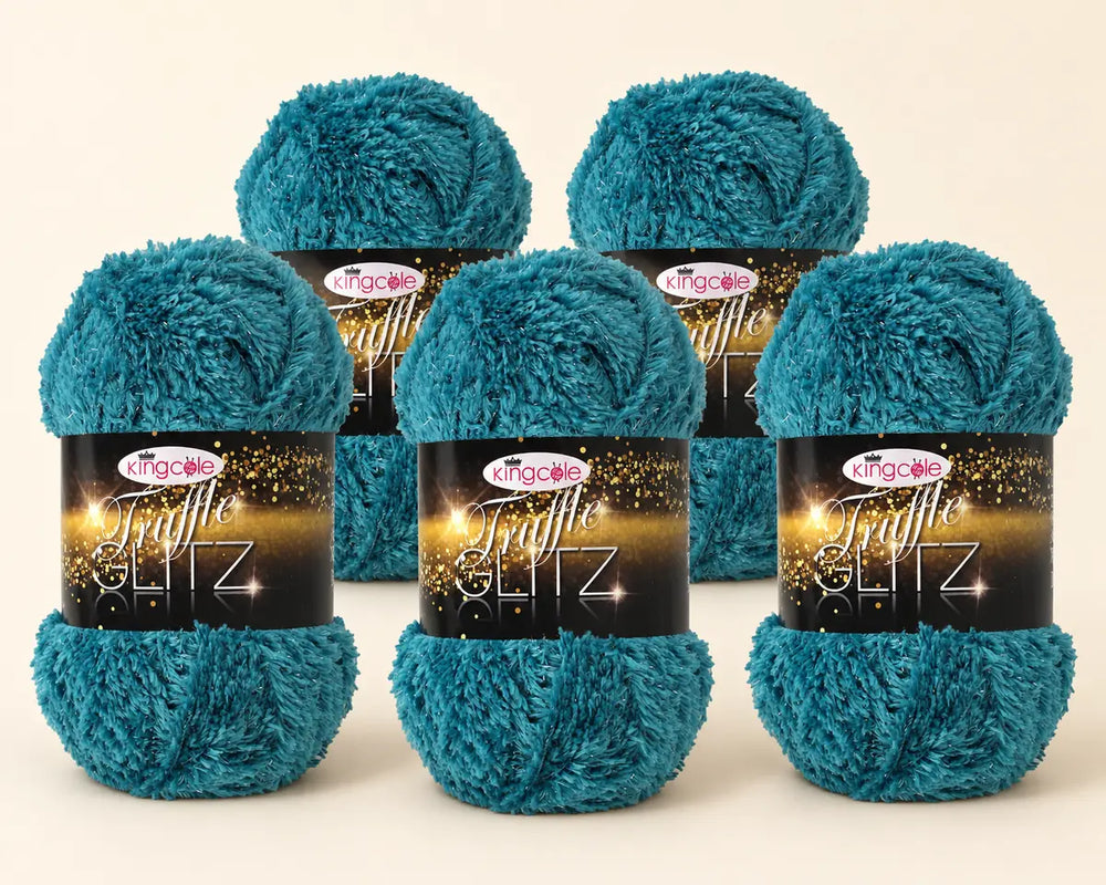 King Cole Truffle Glitz Yarn — 5 × 100g Balls — five balls in Sky Blue