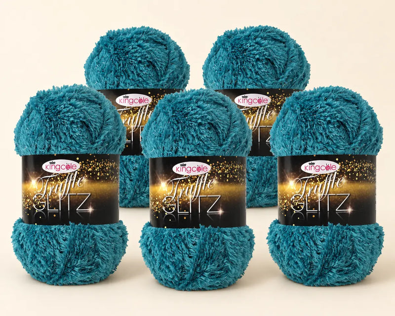 King Cole Truffle Glitz Yarn — 5 × 100g Balls — five balls in Sky Blue