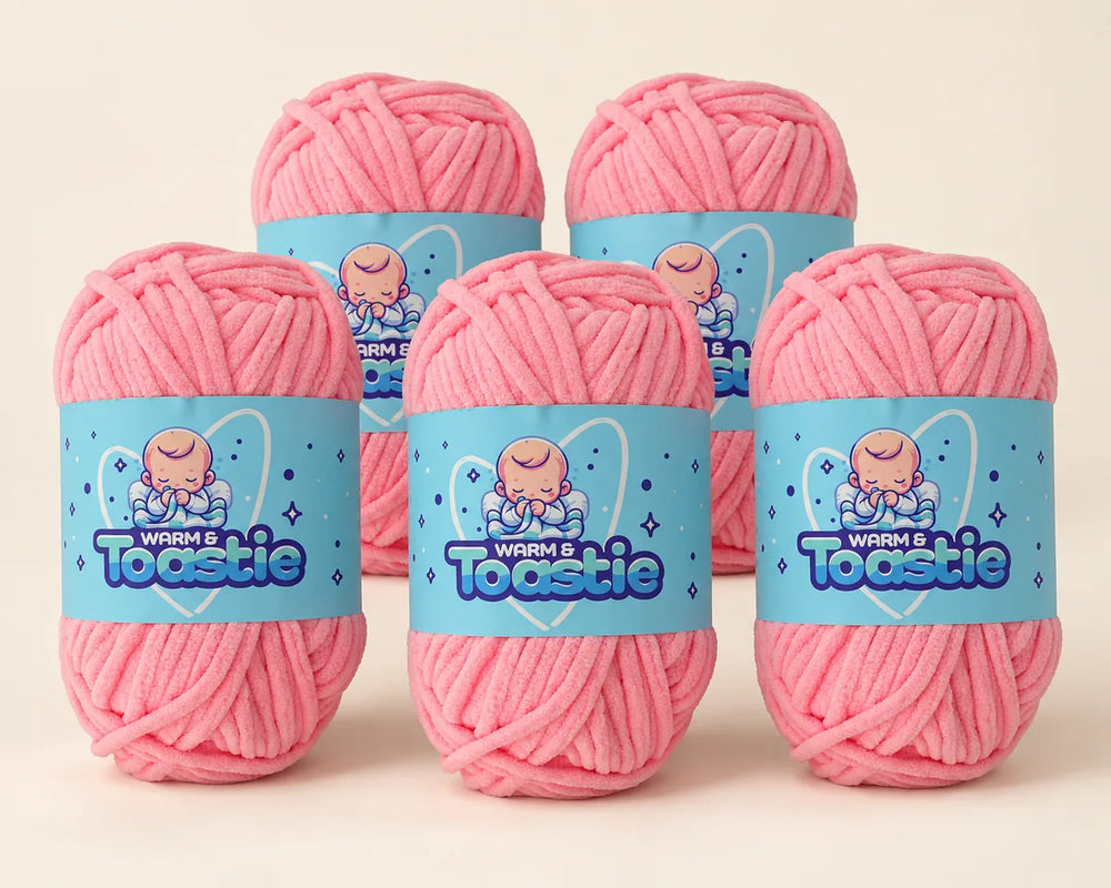 King Cole Warm & Toastie Super Chunky Yarn — 5 × 200g Balls — five balls in Pink
