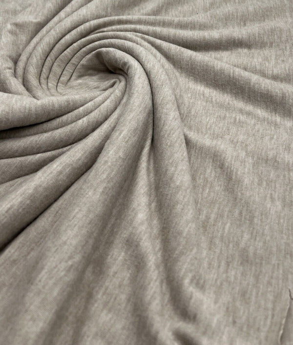 Oatmeal Melange Knit Stretch Fabric