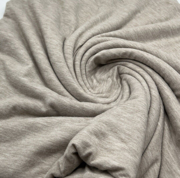 Oatmeal Melange Knit Stretch Fabric