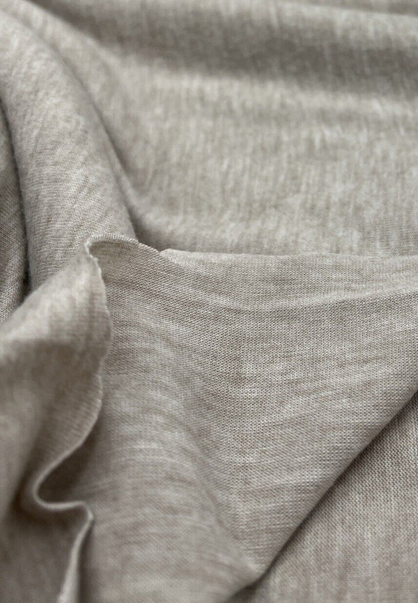 Oatmeal Melange Knit Stretch Fabric
