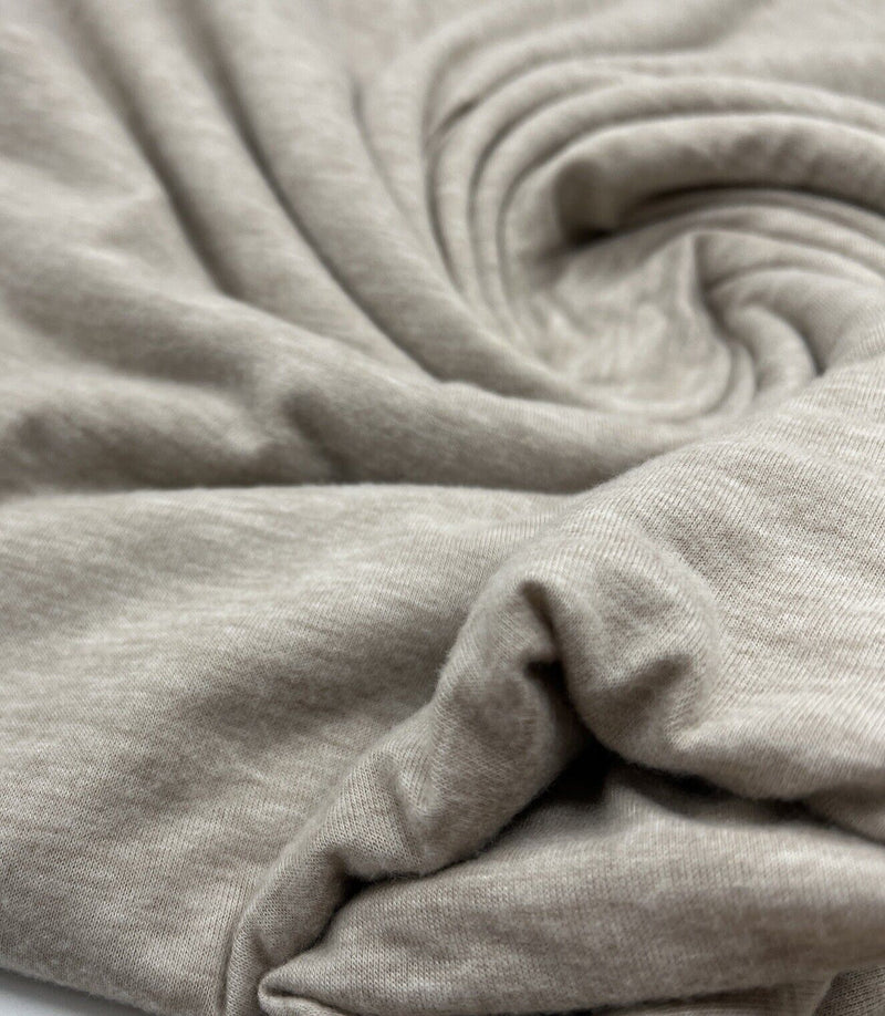 Oatmeal Melange Knit Stretch Fabric
