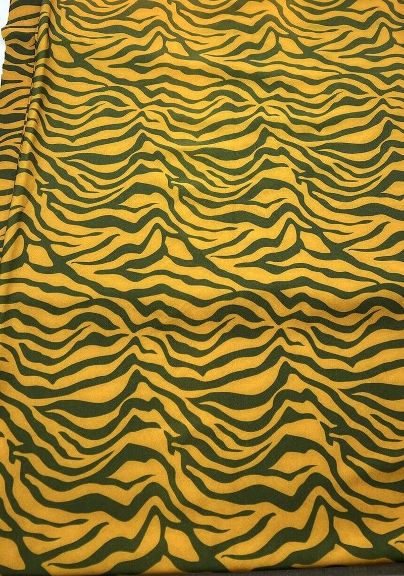 Orange Green Neon Zebra Swimwear / Sportswear 4 Way Stretch Fabric