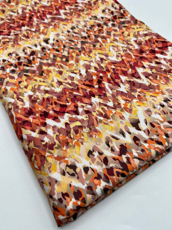 Orange Mix Print Soft Touch 4 Way Stretch Fabric