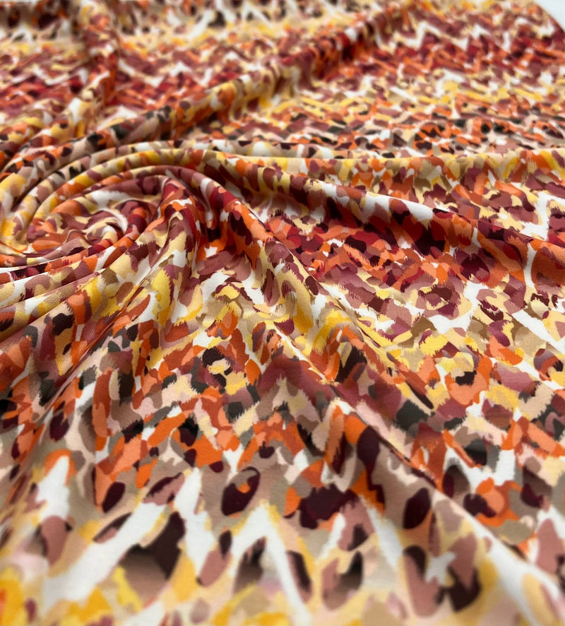 Orange Mix Print Soft Touch 4 Way Stretch Fabric