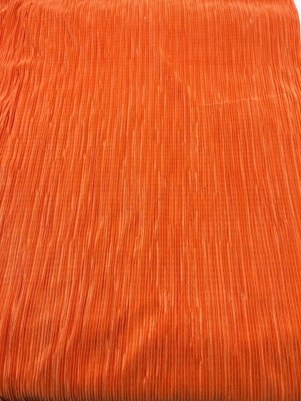 Orange Plisse Pleated 2 Way Stretch Fabric