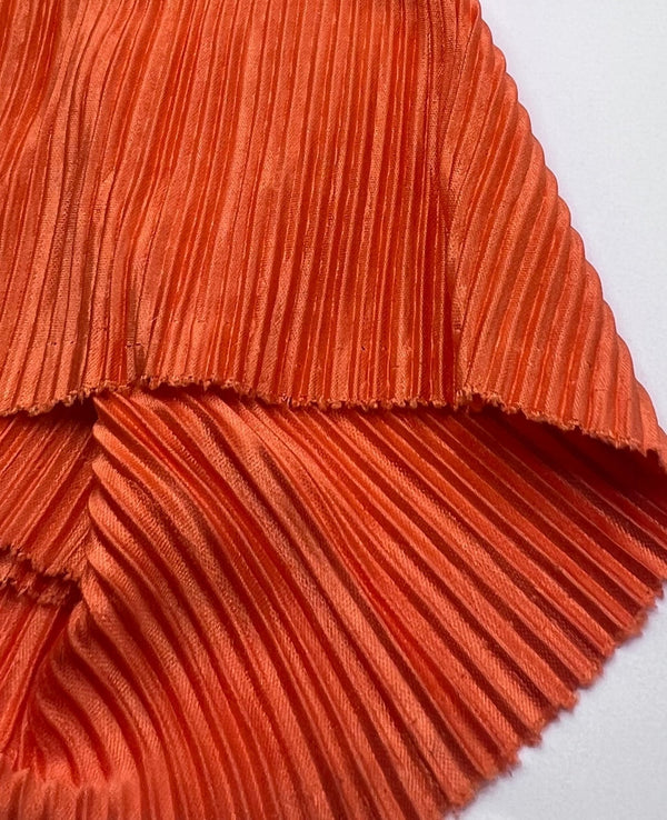 Orange Plisse Pleated 2 Way Stretch Fabric