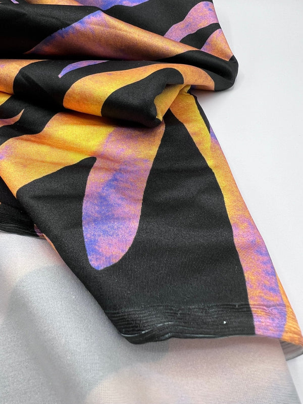 Orange Purple Animal Swimwear / Sportswear 4 Way Stretch Fabric