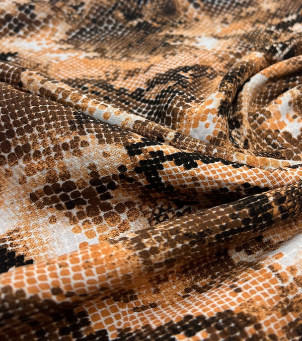 Orange Snake Mix 100% Viscose Non Stretch Fabric