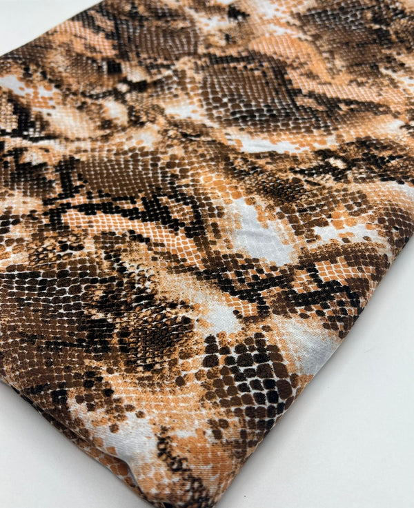 Orange Snake Mix 100% Viscose Non Stretch Fabric