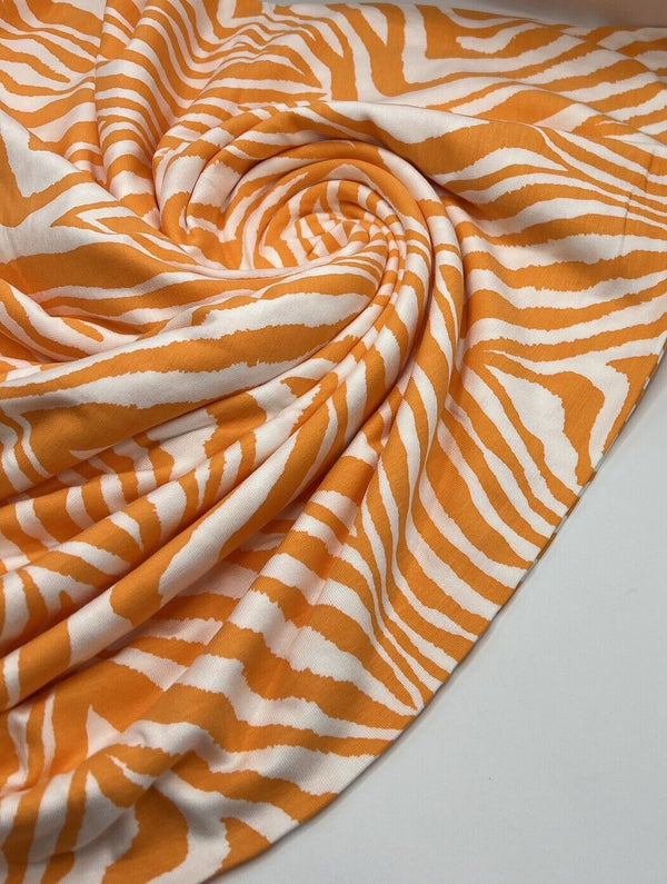 Orange Zebra Print Viscose Elastane Fabric