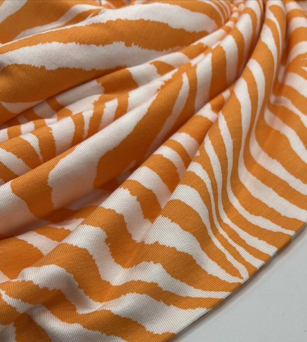 Orange Zebra Print Viscose Elastane Fabric