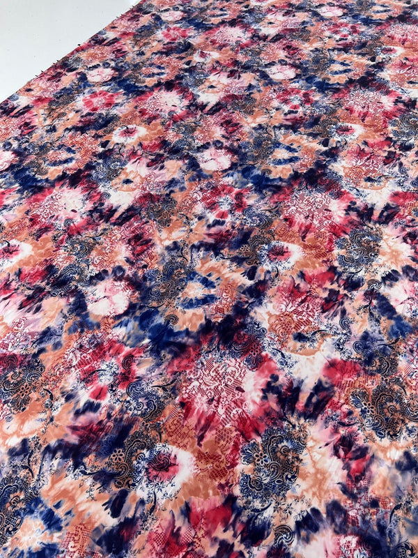 Paisley Tie Dye Mix Print Soft Touch 4 Way Stretch Fabric