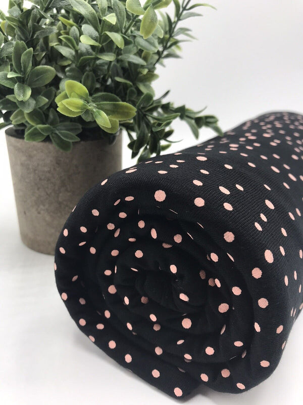 Peach Spotty Print Viscose Elastane Fabric