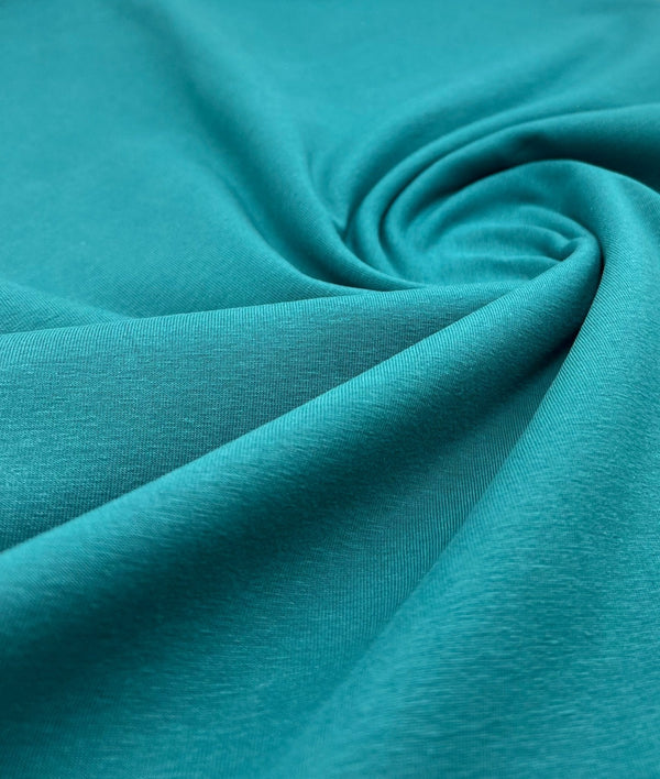 Petrol Green Cotton Stretch Jersey 240 GSM 92/8 Lycra 4 Way Stretch