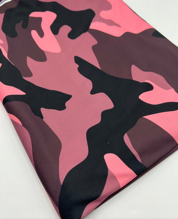 Pink Camo Print ITY Fabric 4 Way Stretch
